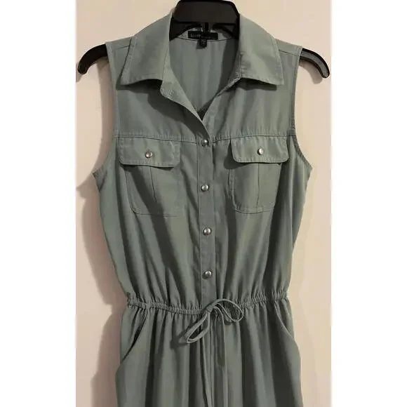 Bebop Womens Small Green Elastic Waist Pant Style Sleeveless Jumpsuit! A1388 - Picture 6 of 9